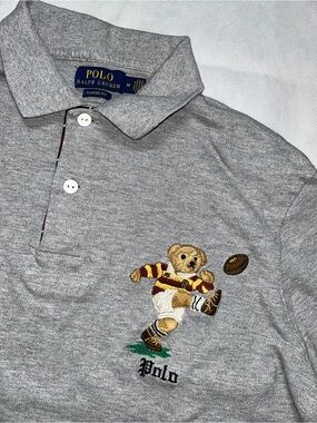 Polo Ralph Lauren gray rugby, bear polo, short sleeve shirt, classic fit size M